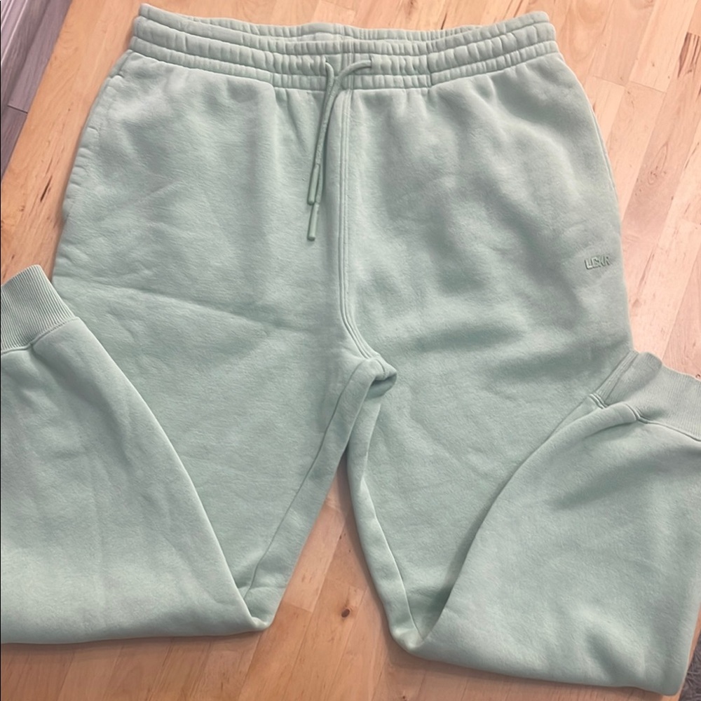 LCKR SWEATPANTS WOMEN M MINT GREEN 70% COTTON 3-POCKET LOGO LOUNGE THICK JOGGERS